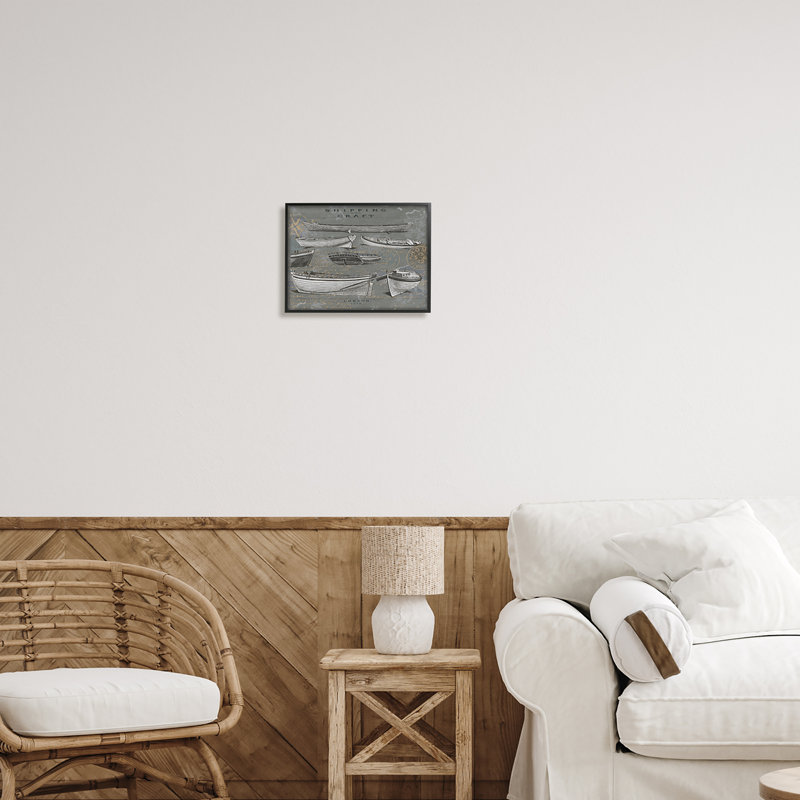 Vintage Boat Diagram Print on Canvas with Black Frame