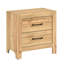 Armoire de chevet 2 chambres à finition naturelle de style rustique, poignées noires et glissières centrales en métal, surface à gratter, entièrement assemblée, table H 23,5 po x 16 po x 24 po pour la chambre à coucher, conception avec poignées en nickel, lisse