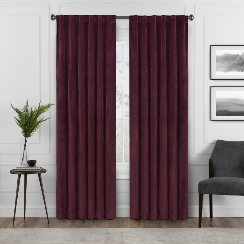 Blush Velvet Blackout Rod Pocket Curtain Panel