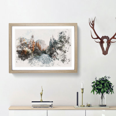Yosemite Valley Sunrise Watercolour - Picture Frame Graphic Art Print