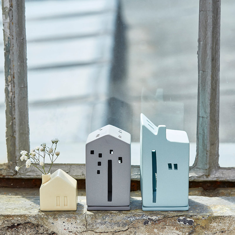 Stoneware Village House - Grey - 3.9"