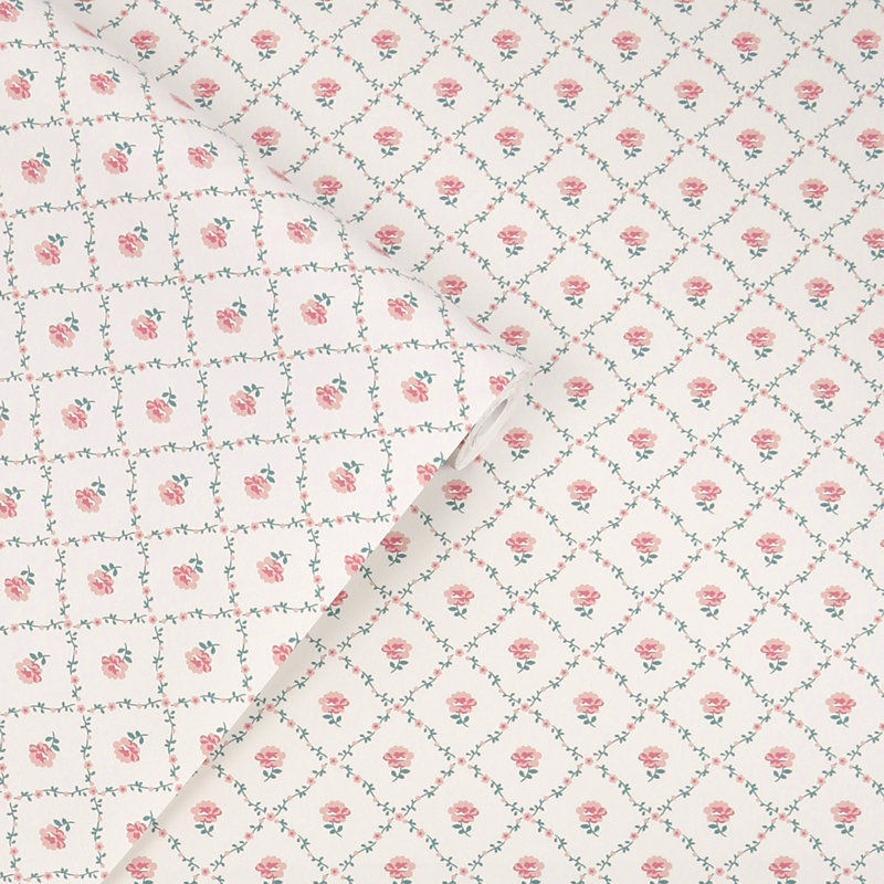 Laura Ashley Kate Coral Pink Wallpaper