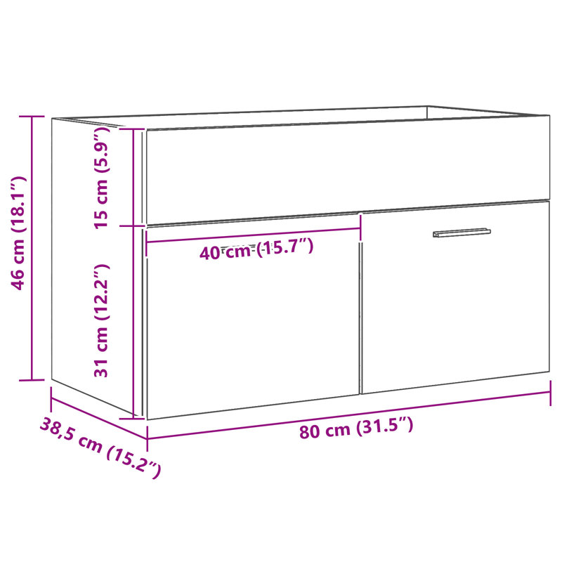 80mm Single Bathroom Vanity with Basin