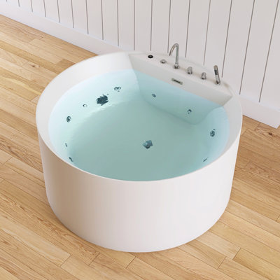 Baignoire tourbillon autoportante en acrylique avec robinet 47 po x 47 po Tidal