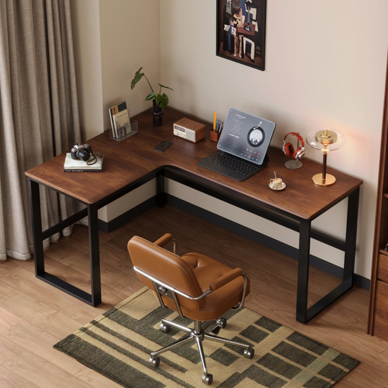 Bureau pratique en L en bois d'hévéa pratique, Left Hand Return, 29.52" H x 55.11" W x 47.24" D