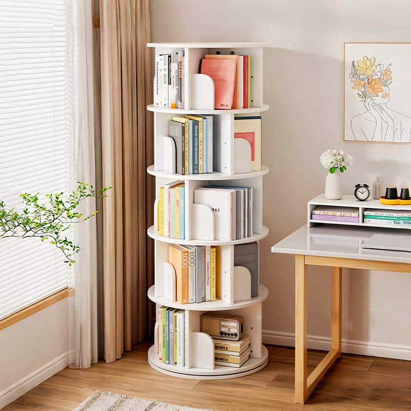 Bibliothèque rotative à 5 niveaux, 360 °, Blanc