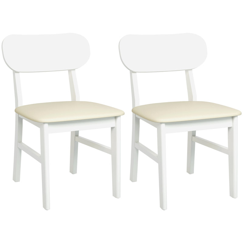 Englehart Rubber Wood Dining Chairs Set Of 2, Cream/White