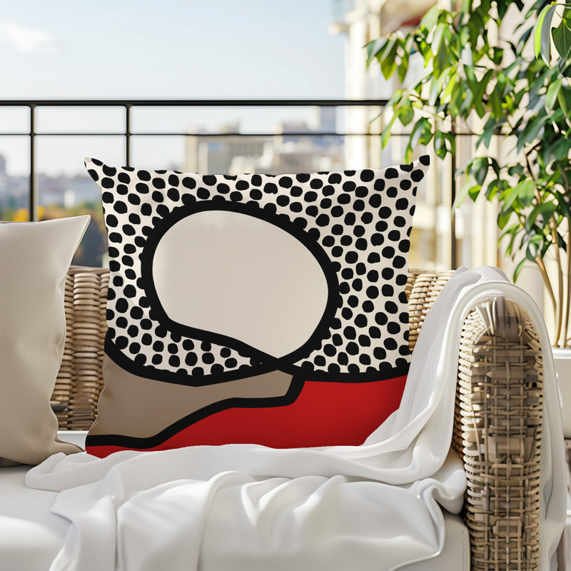 Oreiller carré réversible intérieur / extérieur Vie Abstract, H 19 po x l 19 po, Rouge