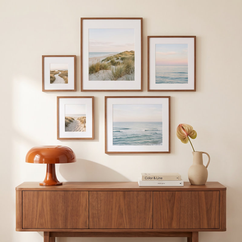 Capullo Gallery Wall Picture Frame - Frames Included: 5, Brown Walnut
