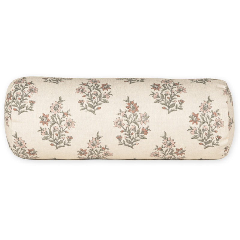Coussin en polyester Weatherford, Floral rosé, Polyester, Traversin H 8 po x l 21 po