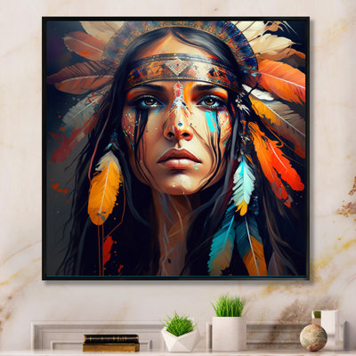 «Colorful Native American Woman VII», reproduction d'art sur toile