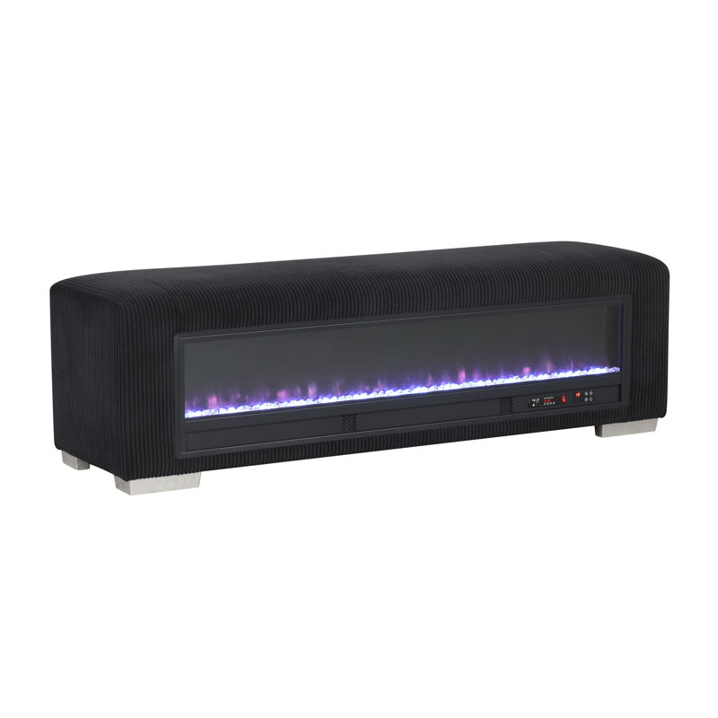 Banc avec foyer électrique Lystra, Noir