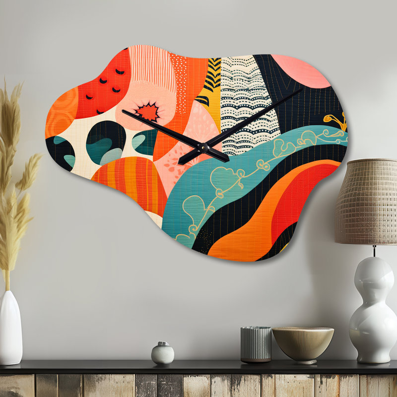 Horloge murale Mid Century Vintage Textiles II - Mid Century, Grand