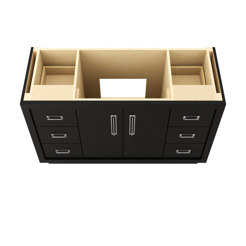Avalon Single Extra Wide Bath Vanity, 54", Classic Black, Polished Chrome
