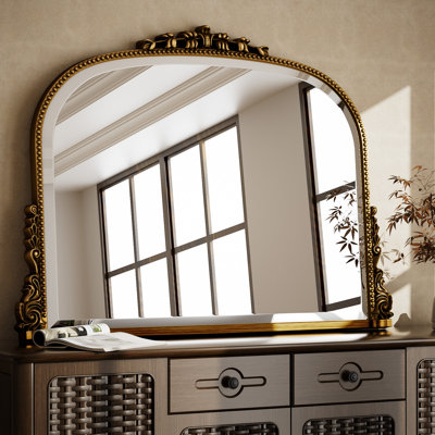 Hand-Painted Ornate Arched Wall Accent Mirror