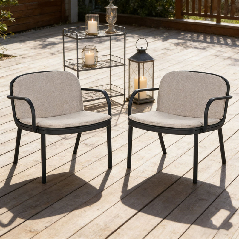 Fauteuil club d'extérieur en PP, Beige, Noir
