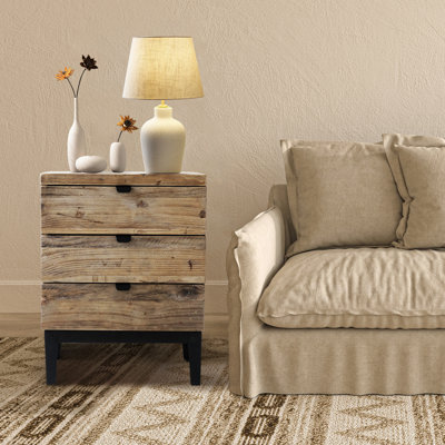 Earnhardt 17.7"W Reclaimed Wood Nightstand,Rustic Reclaimed Wood End Table