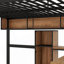 Lit mezzanine double avec bureau en L et tablettes
