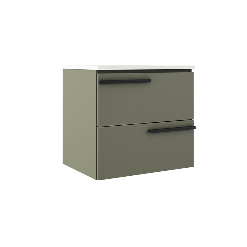 Meuble-lavabo mural deux tiroirs 24 po Accent - vert sauge, Vert sauge
