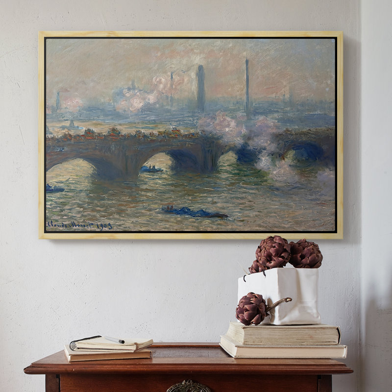 Waterloo Waterloo, Gray Day, 1903 - Claude Monet, toile tendue avec châssis, 16 x 24, Naturel