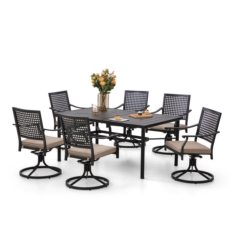 Salem 6 - Person Patio Dining Set with Rectangular Table , Cushions Included