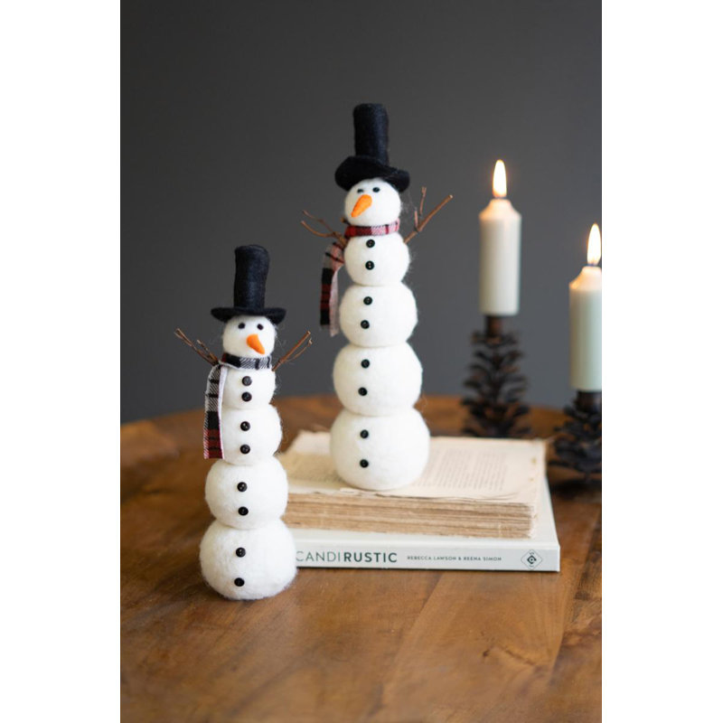 SET OF TWO FELT SNOWMEN