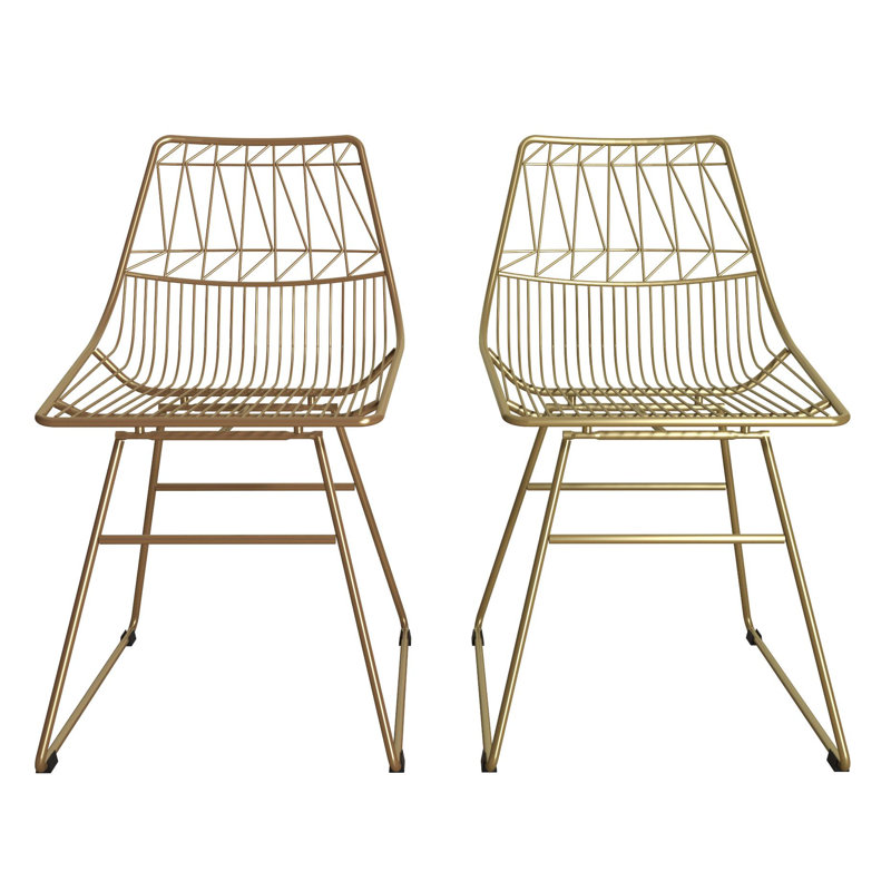 45.72cm H Metal Slat Back Side Chair, Electroplated Gold