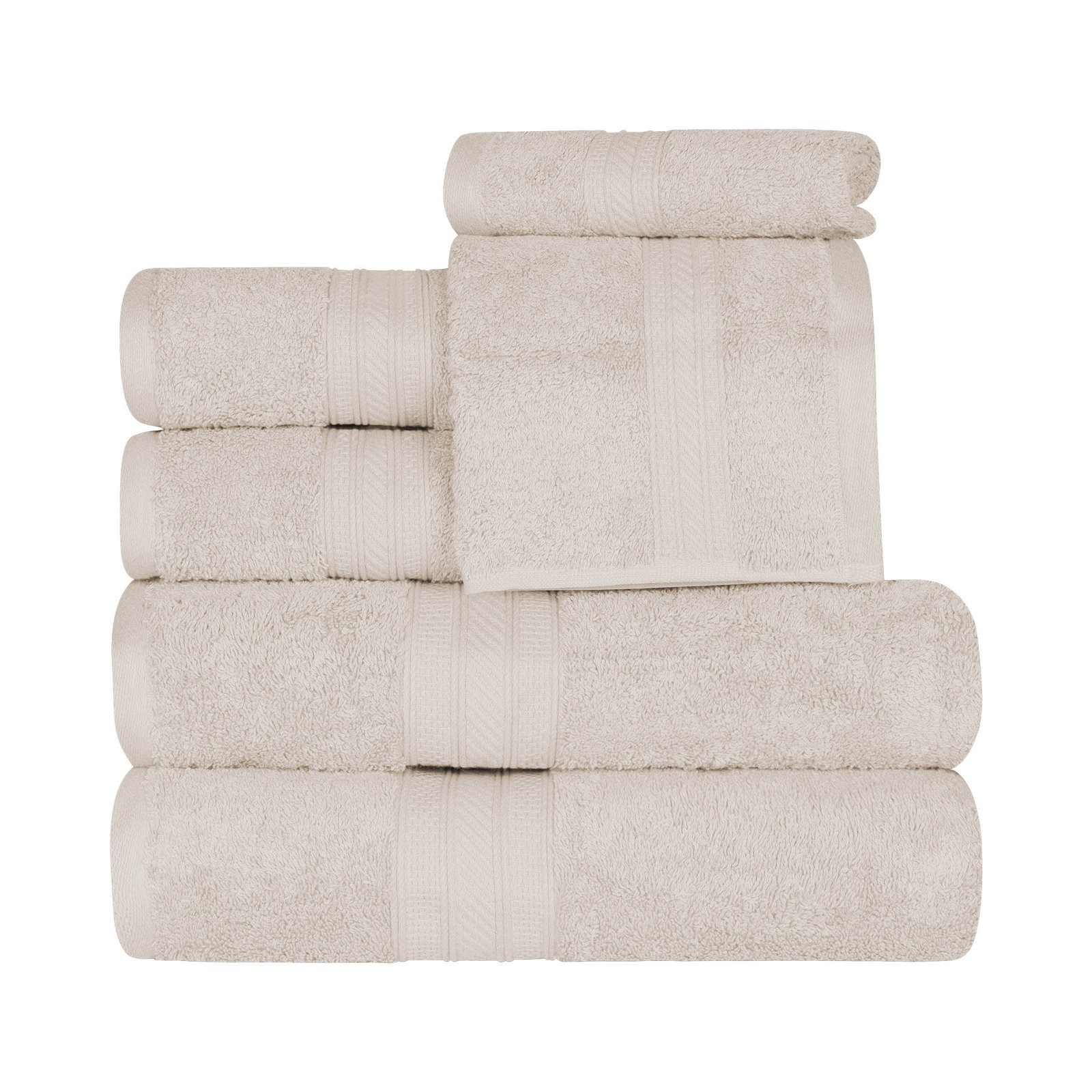 Glenlee 700GSM Long Staple Combed Cotton 6-Piece Towel Set, Ivory