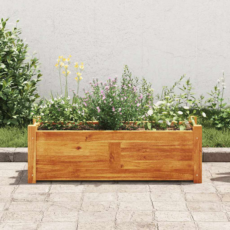 Raised Garden Bed Raised Flower Bed Raised Garden Box Solid Acacia Wood, 9.8" H x 29.9" W x 10.9" D
