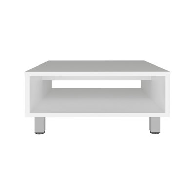 Table basse moderne carrée minimaliste moderne H 10 po avec rangement ouvert blanc