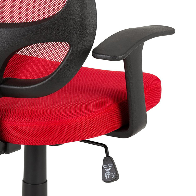 Red Mesh Mid-Back Office Chair with Adjustable Arms