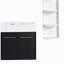 Meuble-lavabo mural 24 po avec lavabo et support de rangement, lavabo gauche en résine à rebords épais, ensemble KD