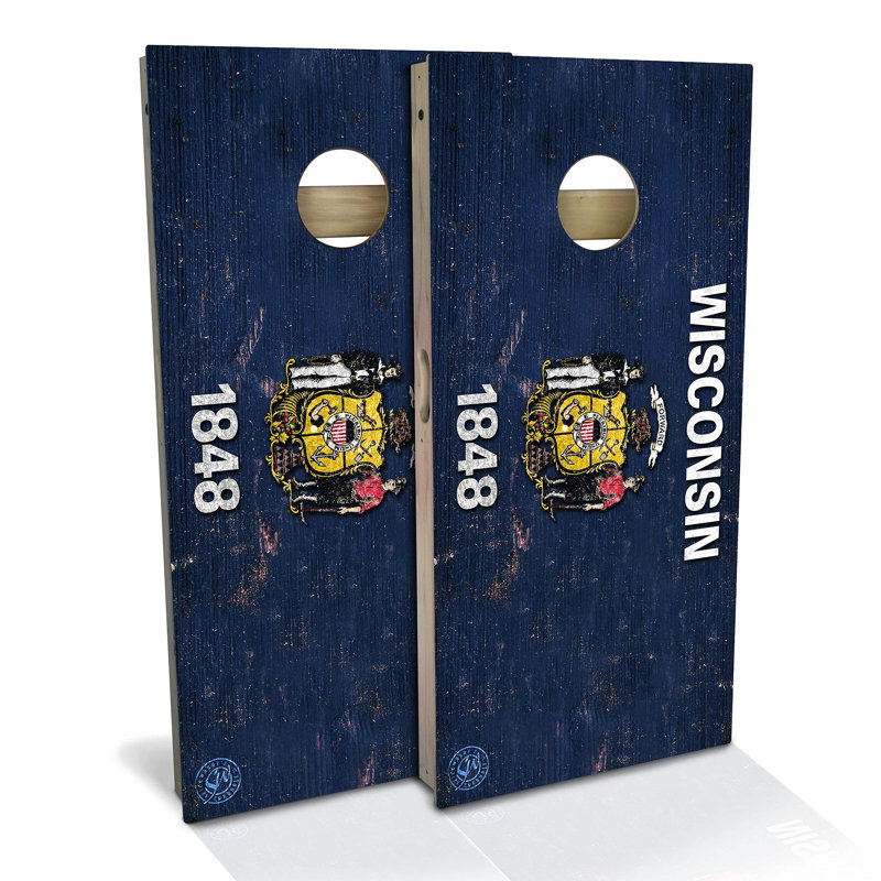 2' x 4' Rustic State Flag Solid Wood Cornhole Set, Wisconsin Flag