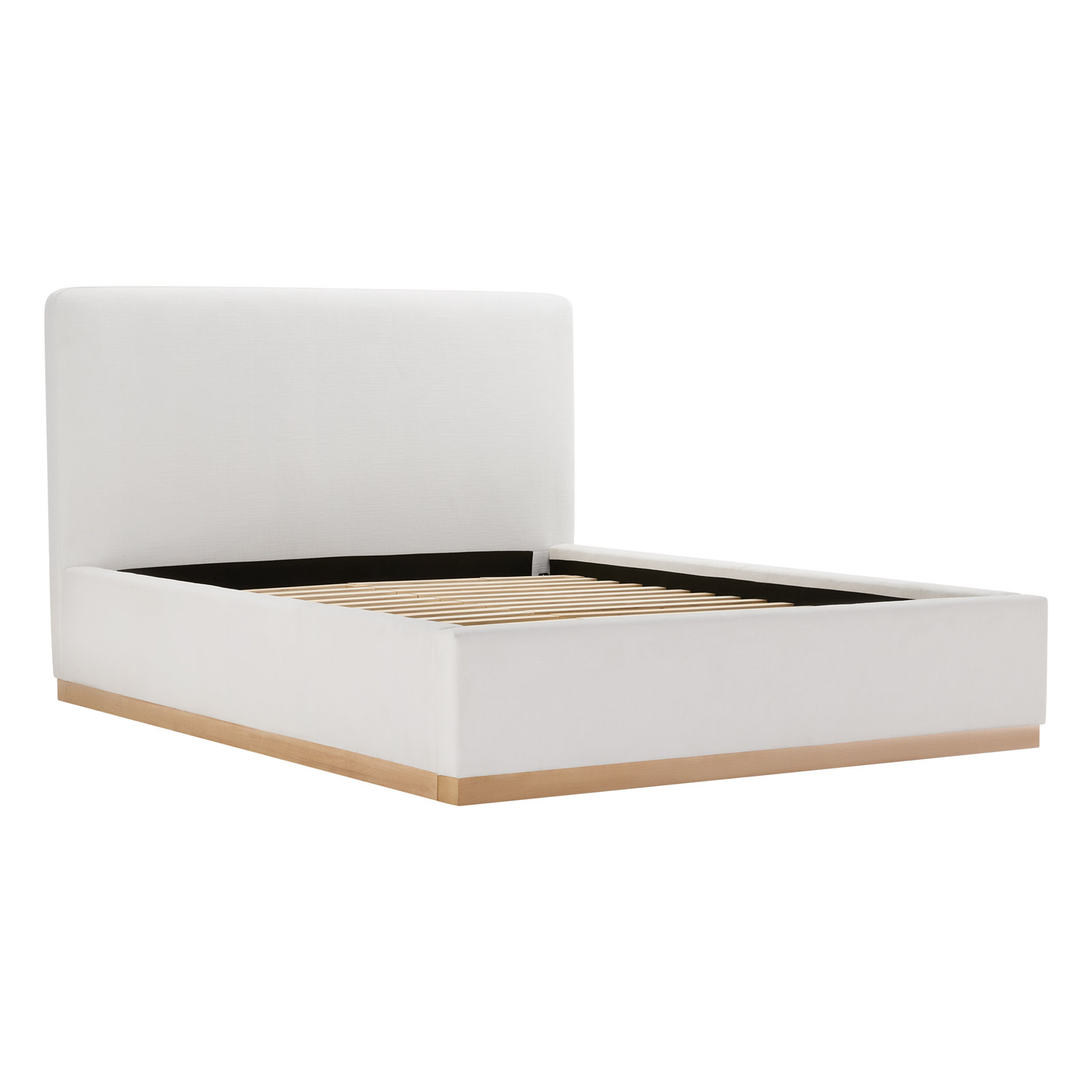 Delpha Upholstered Oak Bed, Queen, Selene White