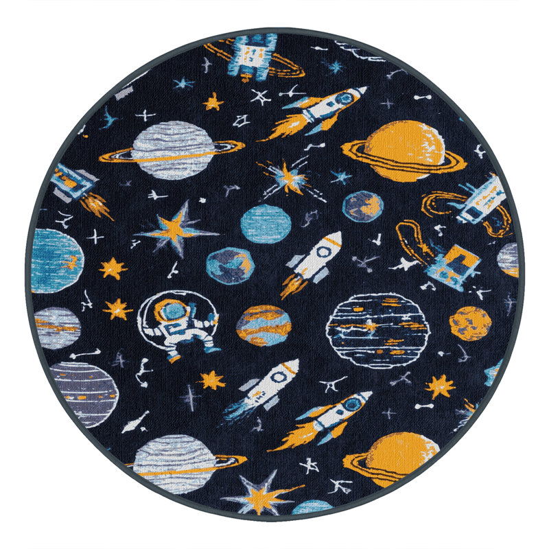 Tapis gris lavable à la machine, Rond 4 pi