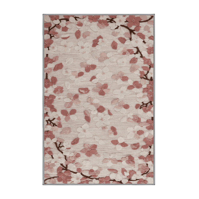 Machine Washable Botanical Gray Area Rug, Rectangle 2' x 3'