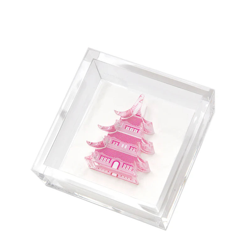 Blue Pagoda Cocktail Napkin Holder, Pink