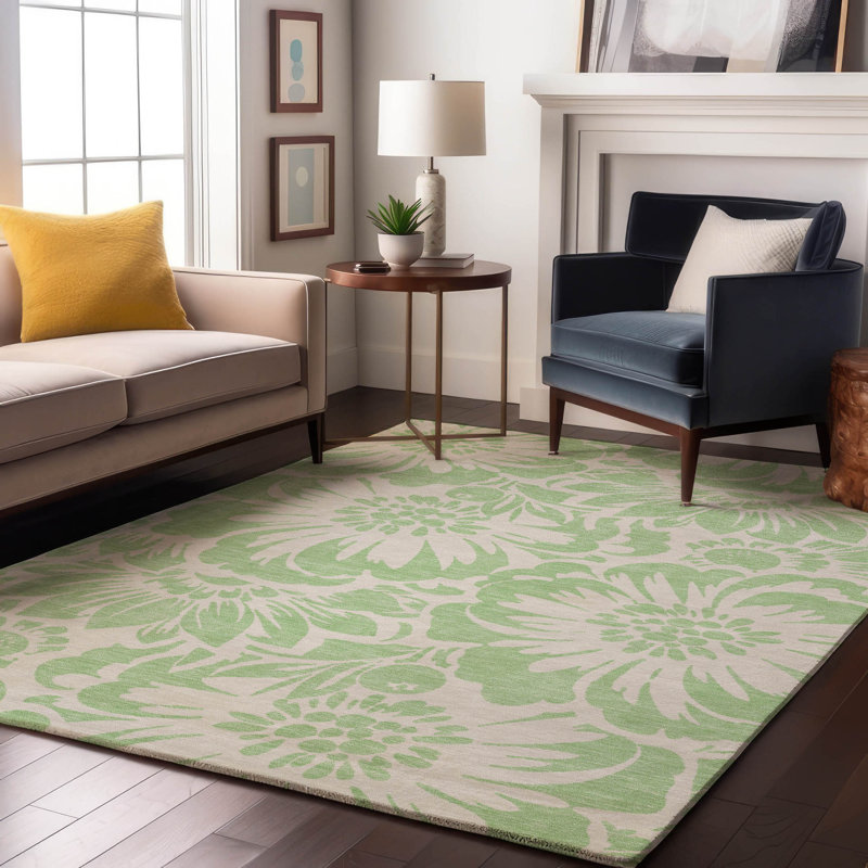 Premium Machine Washable Cerrito AMF551 Mint Rug, Rectangle 8' x 10'