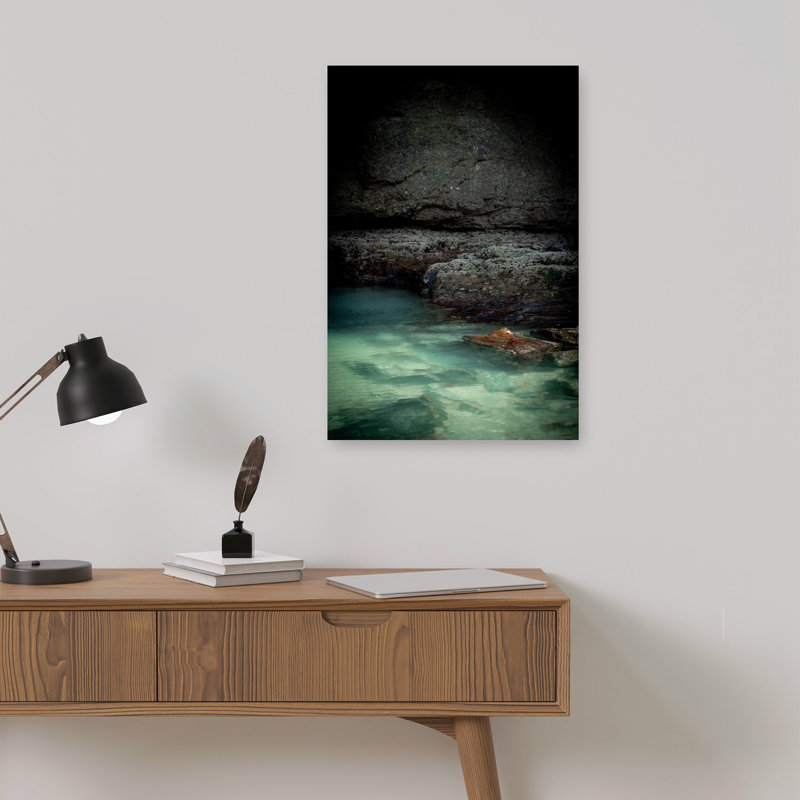 «Hidden Grotto Waters Serene Tranquil Abstract Landscape Nature», reproduction d'art murale, 18" H x 12" W