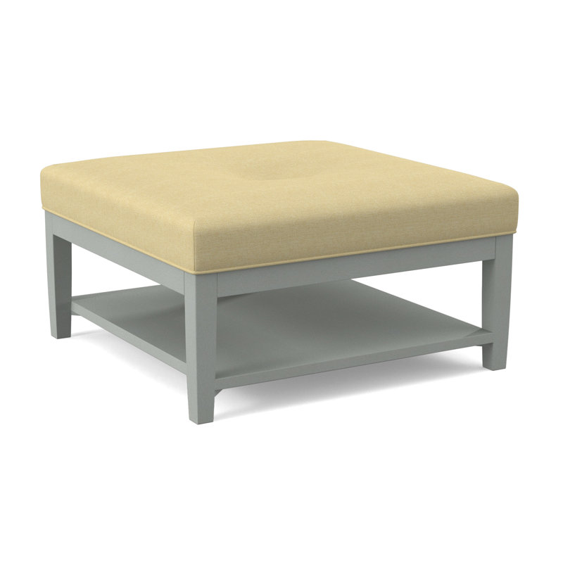 Hammond Square Ottoman, White Sugar Performance; 0863-91, Nickel Finish