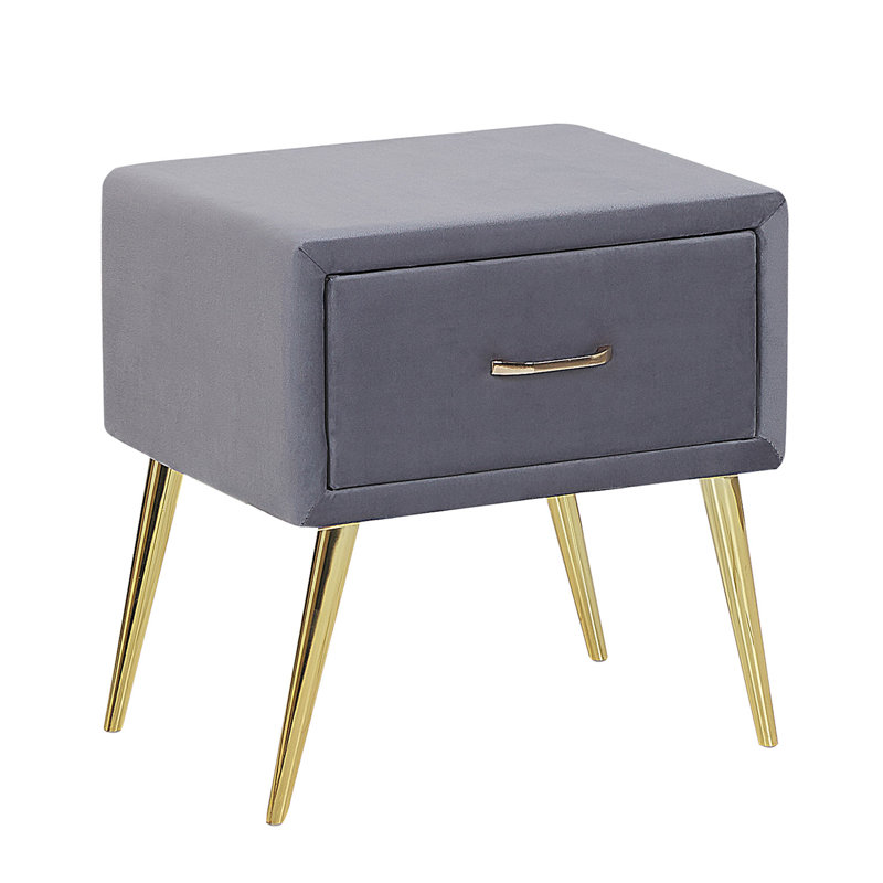 Glaser 46cm W Iron Bedside Table, Grey