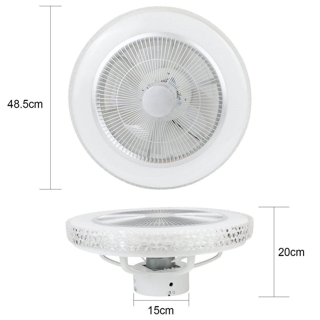 Deckenventilator Mit Beleuchtung Leise - 48.5CM Dimmbar Timing Kristall