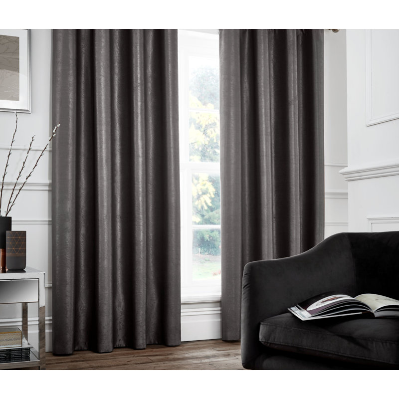 Chelsea Pencil Pleat Room Darkening Curtains, Width 183cm x Drop 228cm, Charcoal