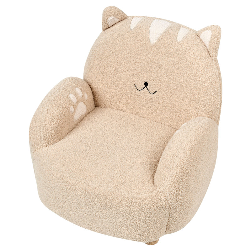 Kids Boucle Armchair Cat ZOAR, Brown/Beige