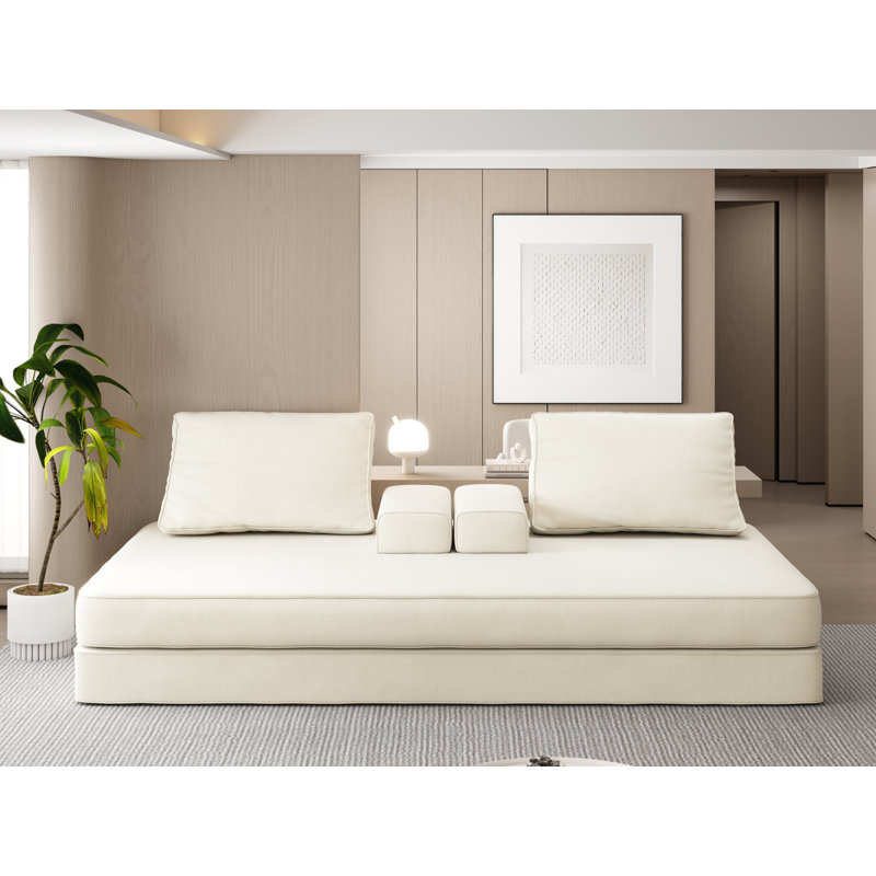 Canapé-lit convertible en chenille pour 2 personnes, Beige