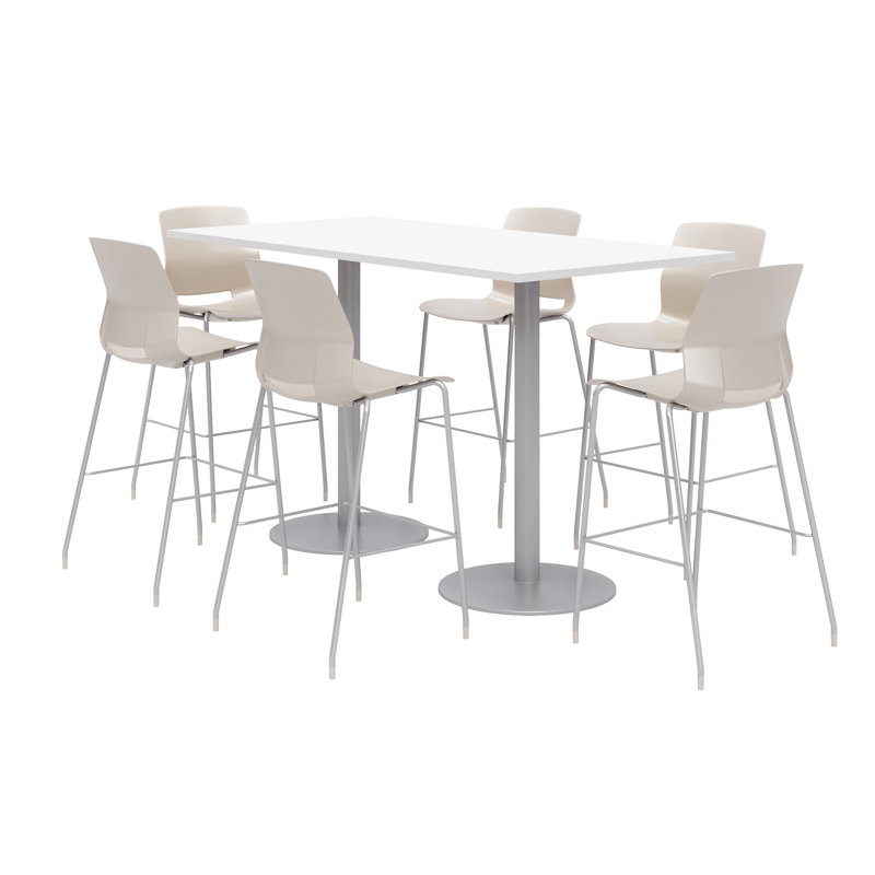 Ensemble de table de salle à manger rectangulaire 72 "et chaise, Gris clair, Blanc de designer