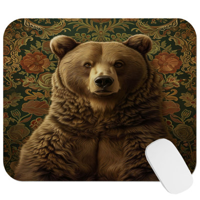 Animals William Morris Bear IV Cottage Gaming Cute Office Laptop Desk Pad Gift Mat Square Rectangle Non-Slip Mousepad