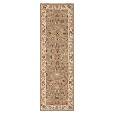 Tapis taupe / ivoire en laine crocheté à la main Hollander