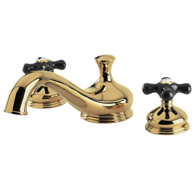 Kingston Brass Duchess Two-Handle 3-Hole Deck Mount Roman Tub Faucet, Polished Brass