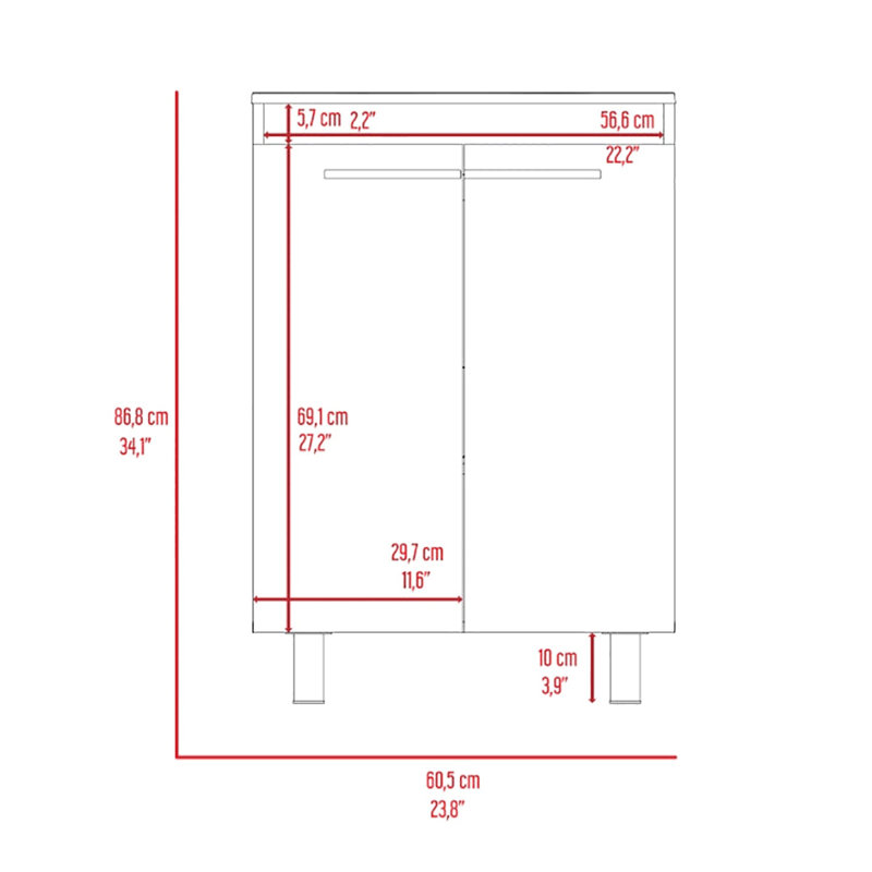 Meuble-lavabo en chêne - Armoire avec tablettes spacieuses et portes à double miroir, compartiments de rangement pour médicaments autoportants